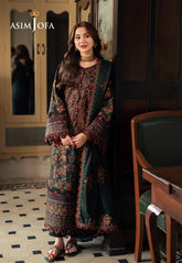 ASIM JOFA -3PC DHANAK EMBROIDERED UNSTICHED SUIT V259